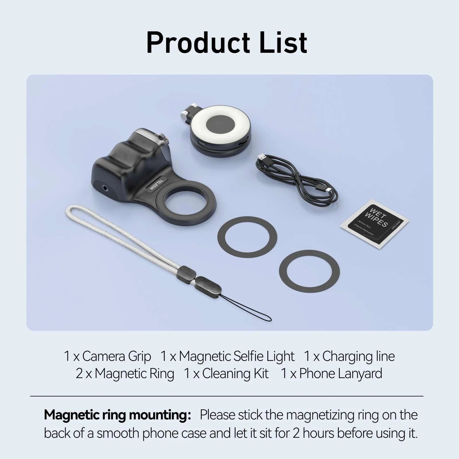 Magnetic Phone Camera Grip with Remote & Bluetooth Control-White No light / United States