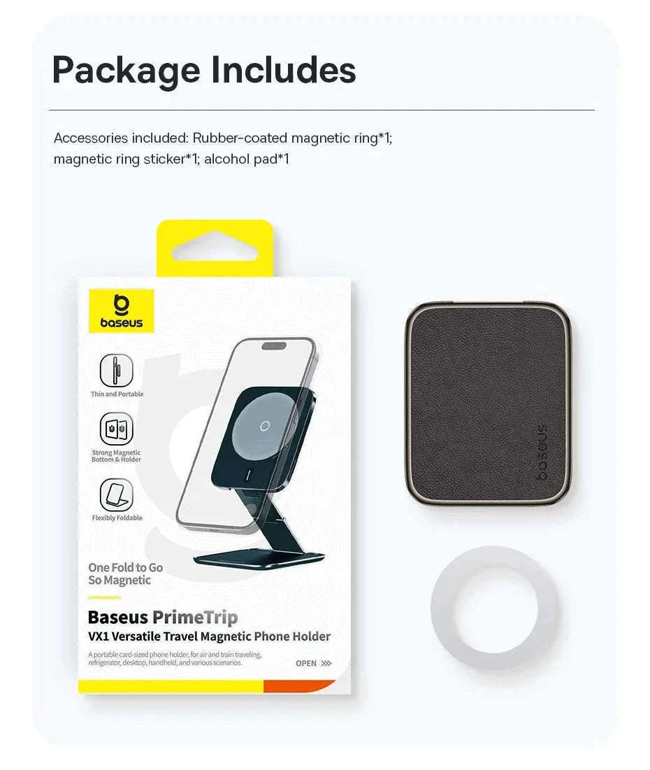 Magnetic Phone Holder Stand for iPhone 12–16 Foldable 360° Mount-black