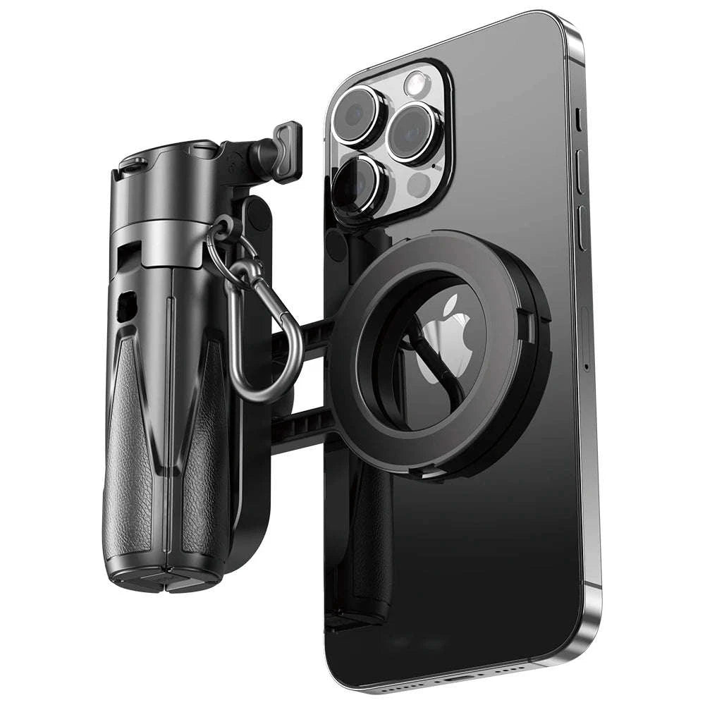 Magnetic Phone Tripod Wireless Grip Selfie Stick-Black