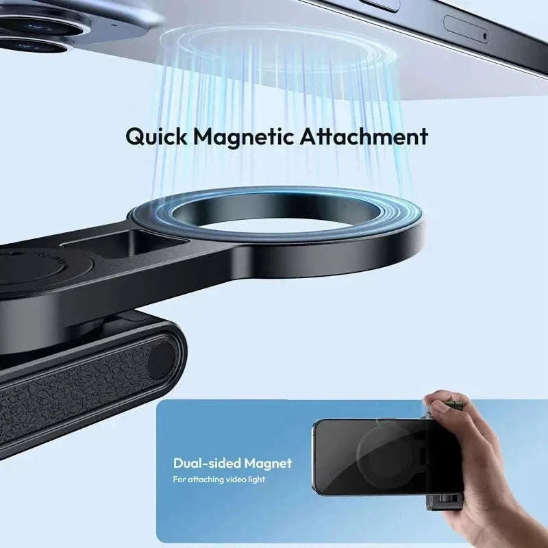 Magnetic Phone Tripod Wireless Grip Selfie Stick-Black