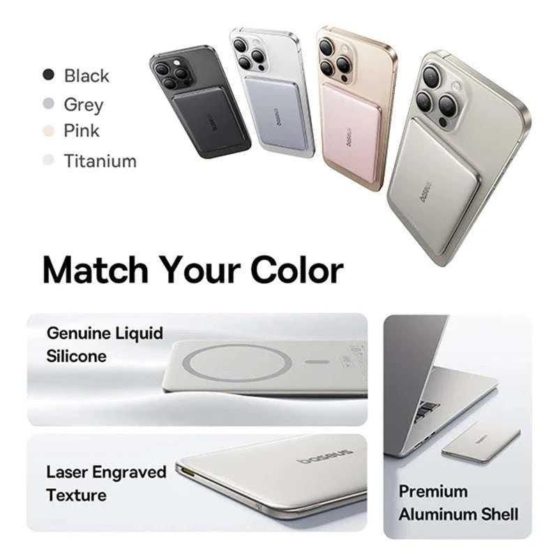 Magnetic Power Bank 5000mAh/10000mAh PD 20W/27W Card-Sized-Pink / 5000mAh / China Mainland