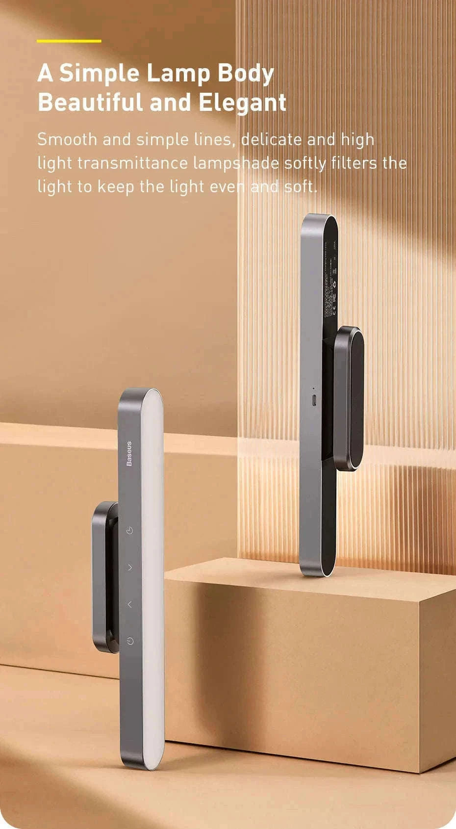Magnetic Rechargeable LED Desk Light with Stepless Dimming-White