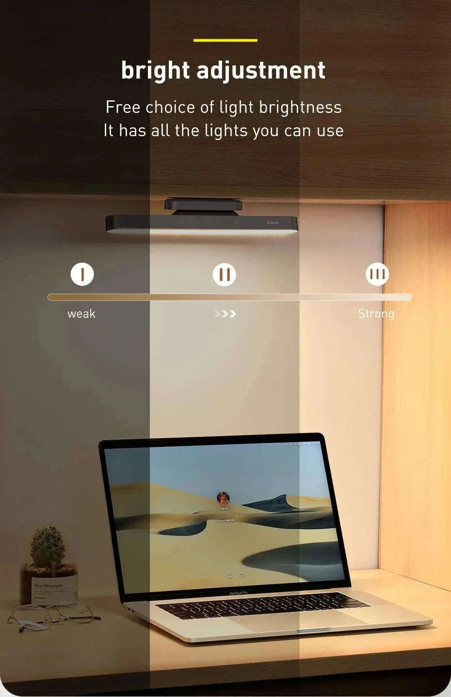 Magnetic Rechargeable LED Desk Light with Stepless Dimming-White