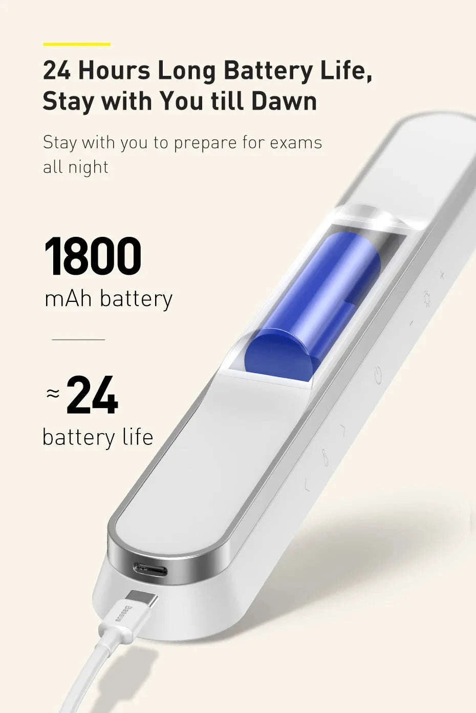 Magnetic Rechargeable LED Desk Light with Stepless Dimming-White