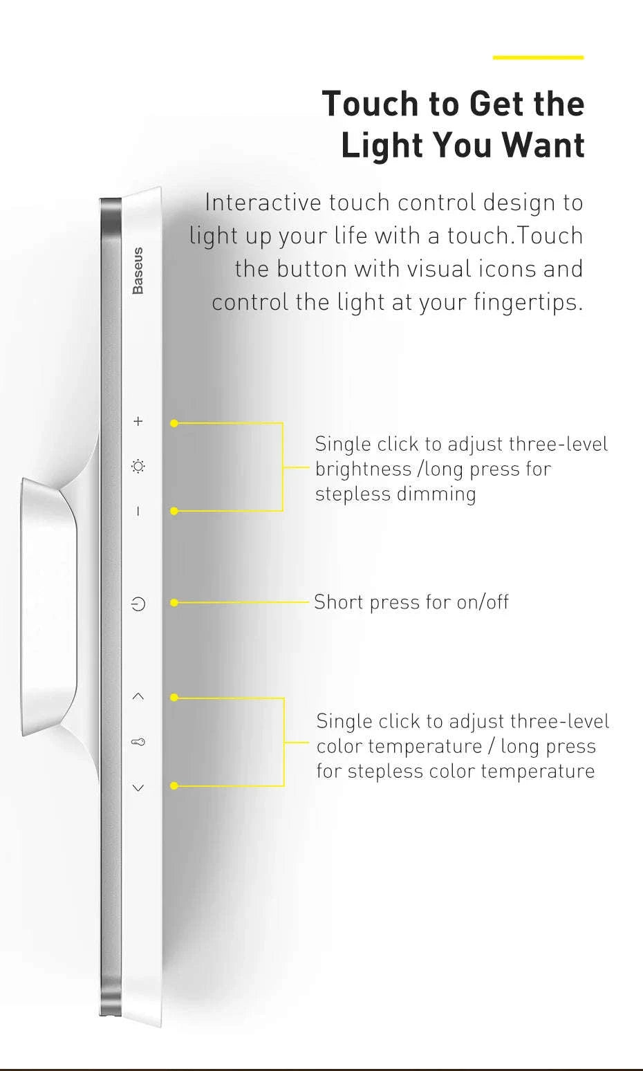 Magnetic Rechargeable LED Desk Light with Stepless Dimming-White