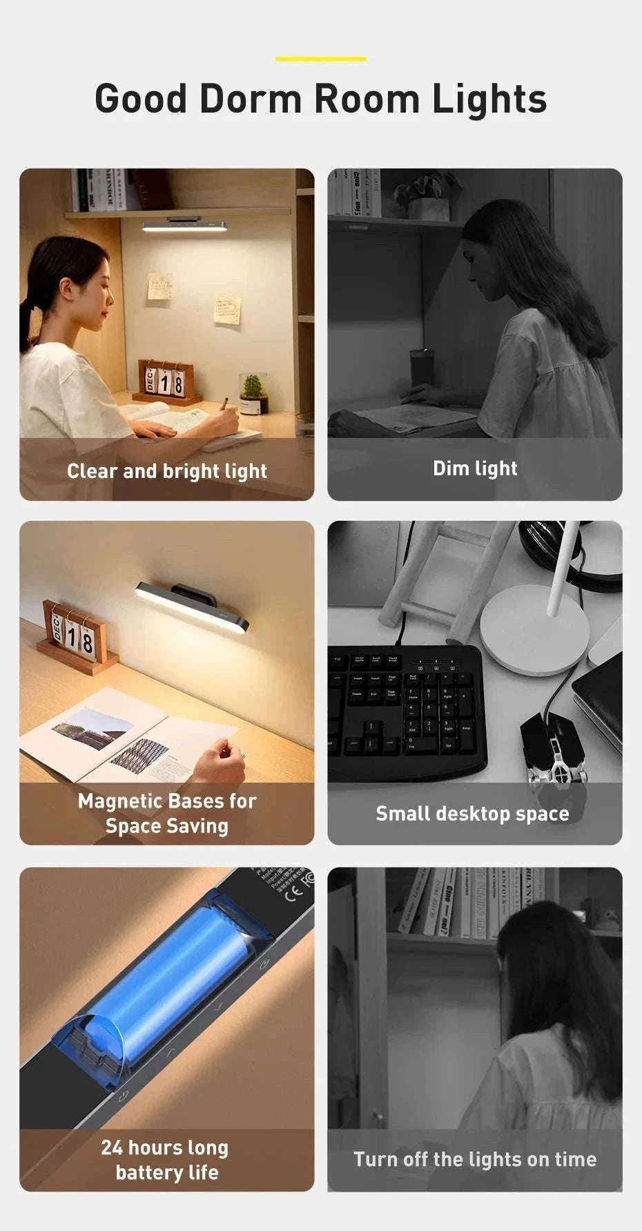 Magnetic Rechargeable LED Desk Light with Stepless Dimming-White