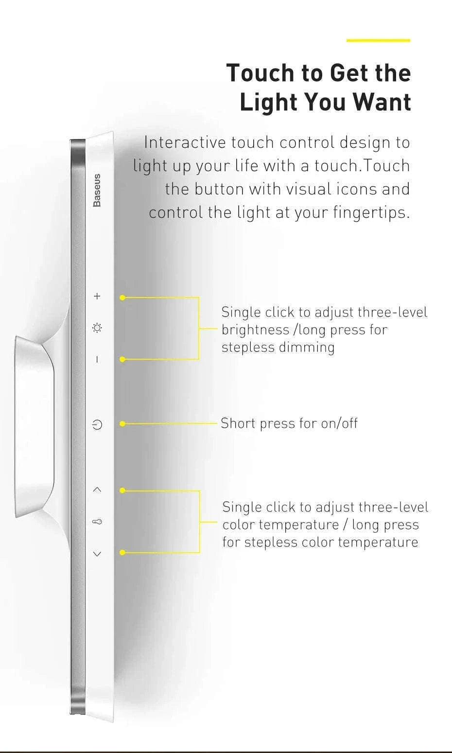 Magnetic Rechargeable LED Desk Light with Stepless Dimming-White