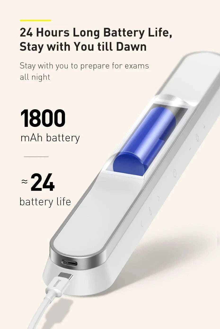 Magnetic Rechargeable LED Desk Light with Stepless Dimming-White