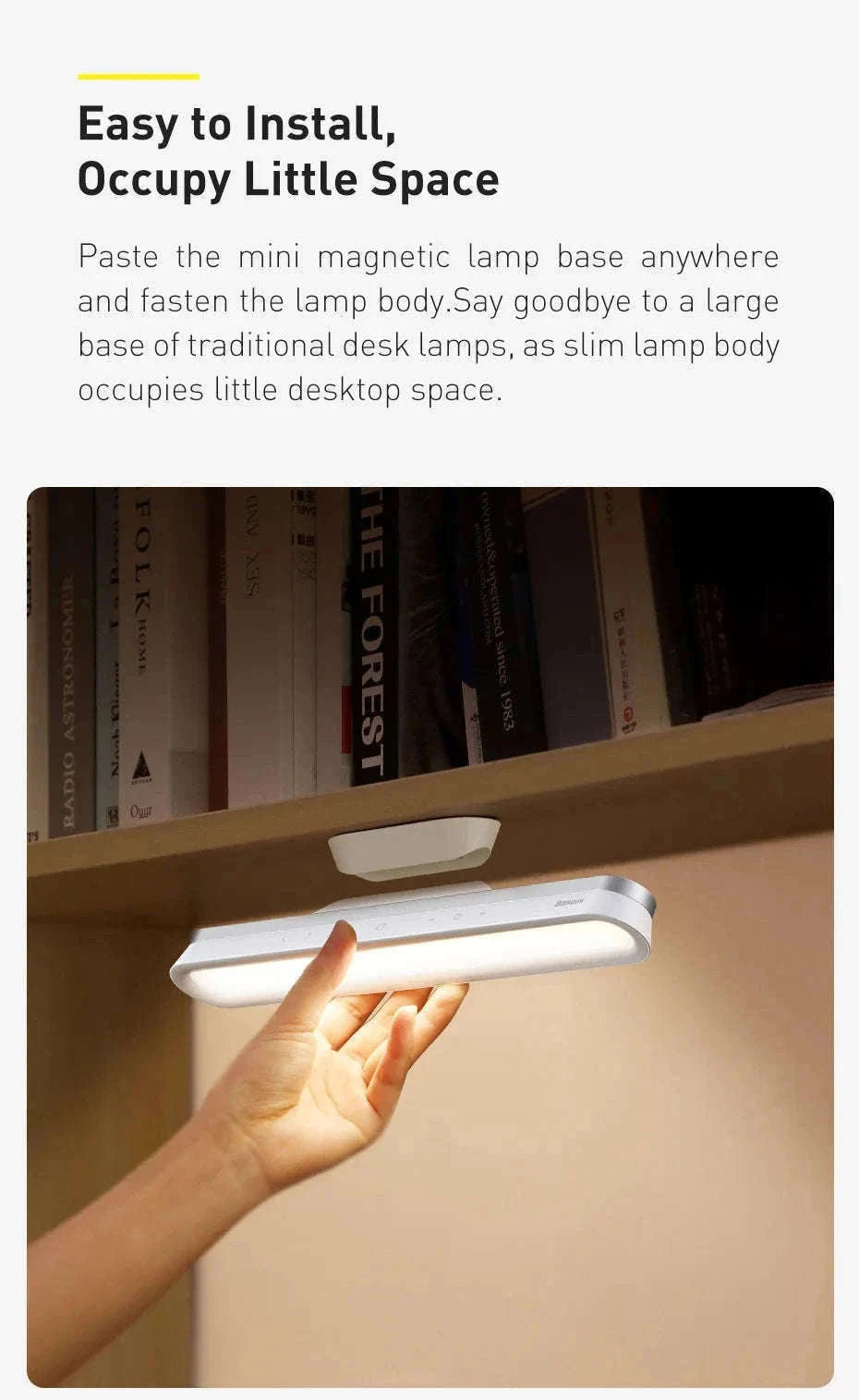 Magnetic Rechargeable LED Desk Light with Stepless Dimming-White