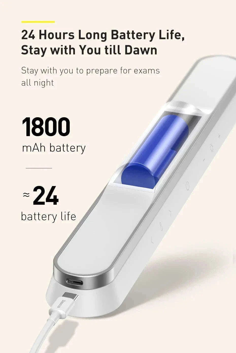 Magnetic Rechargeable LED Desk Light with Stepless Dimming-White