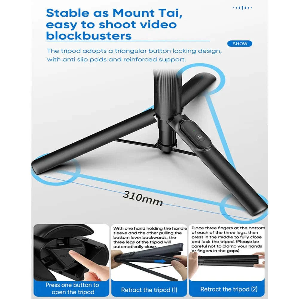 Magnetic Selfie Stick Tripod with Bluetooth Remote-Magnetic Tripod