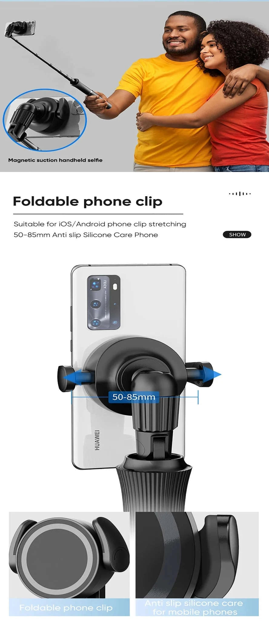 Magnetic Selfie Stick Tripod with Bluetooth Remote-Magnetic Tripod