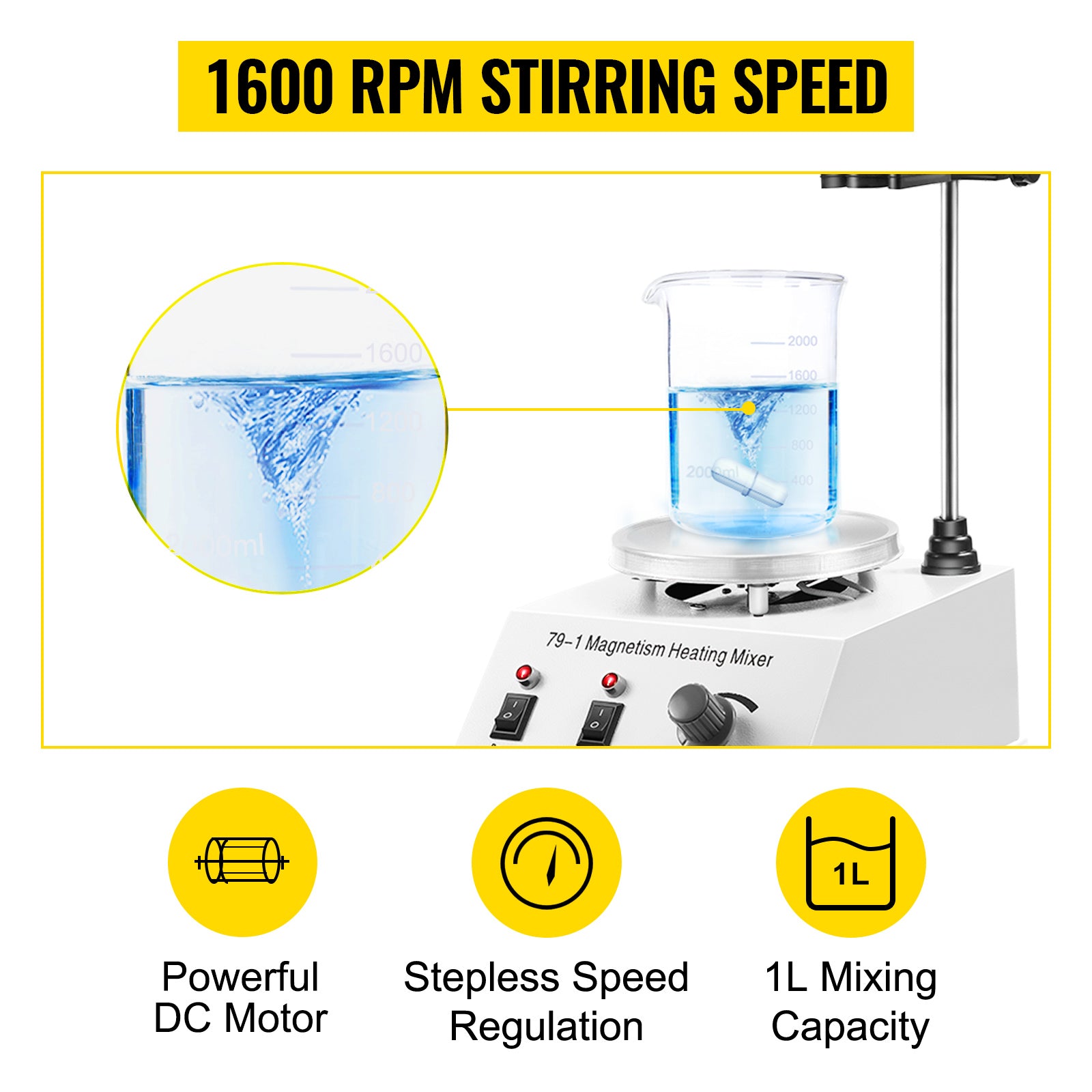 1L Heating Magnetic Stirrer Hot Plate with Stir Bar