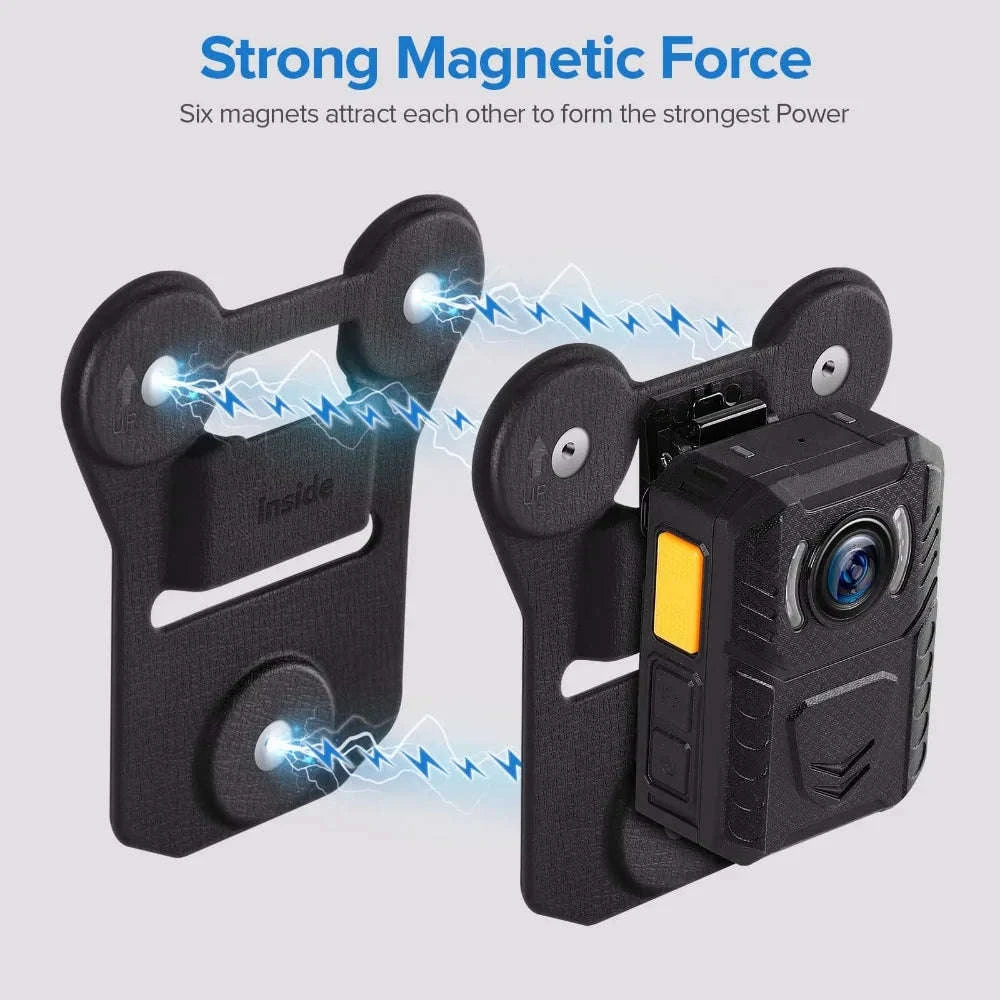 Magnetic Suction Back Clip for Body-Worn Cameras Secure Dual Magnet Hold-as photo