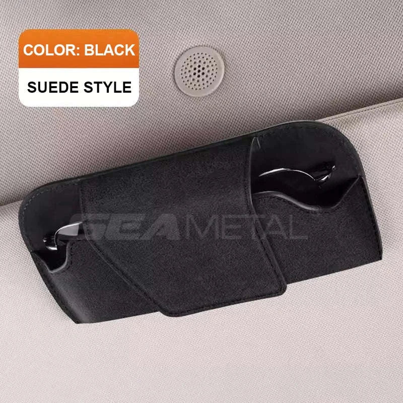 Magnetic Suede Car Glasses Case-Suede gray