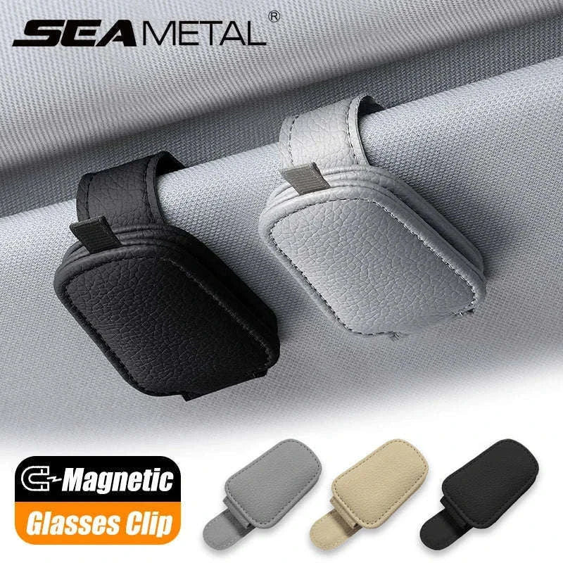 Magnetic Sunglasses Holder for Car Visor-Beige