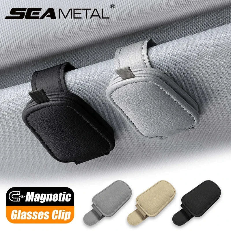 Magnetic Sunglasses Holder for Car Visor-Beige