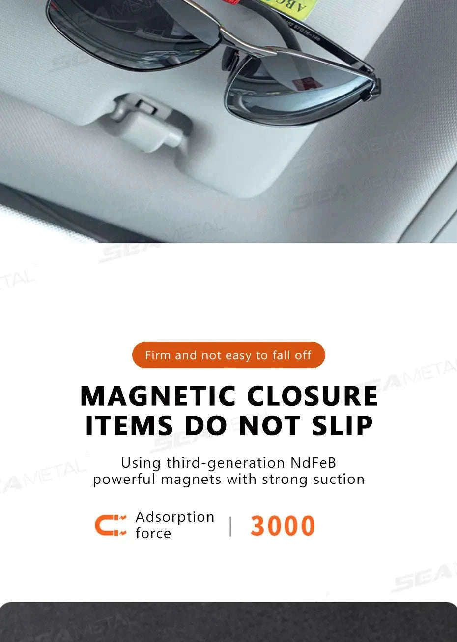 Magnetic Sunglasses Holder for Car Visor-Beige
