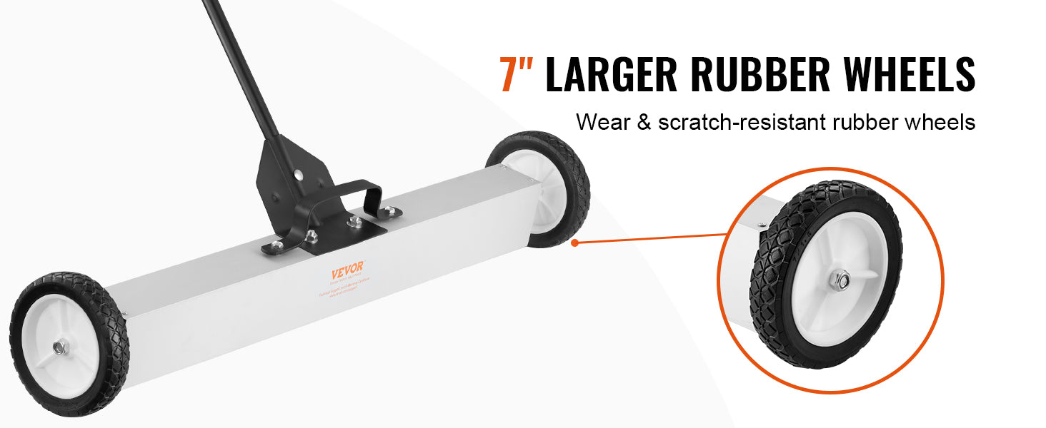 36-Inch Rolling Magnetic Sweeper with Wheels and Adjustable Handle