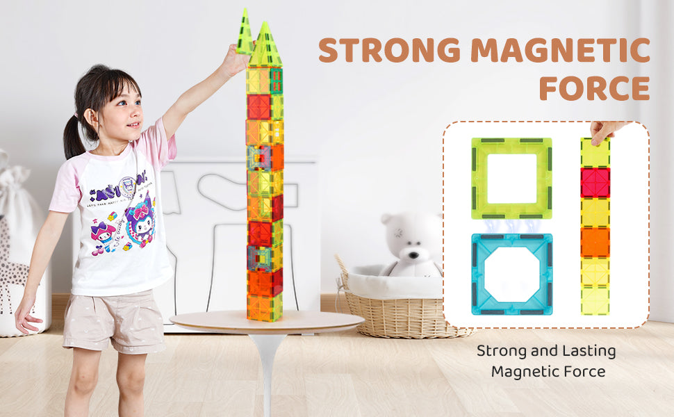 180PCS Magnetic Building Tiles Set with Storage Bag for Kids