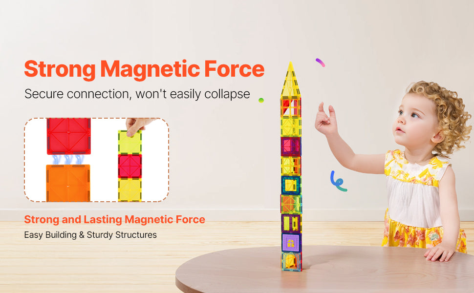 56PCS Magnetic Tiles Building Set with Dinosaur Figures for Kids