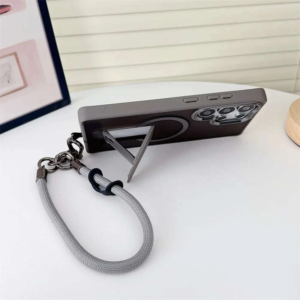 Magnetic Wireless Charging Phone Case with Lanyard for Samsung Galaxy-Full Black / For SamsungS25 Ultra
