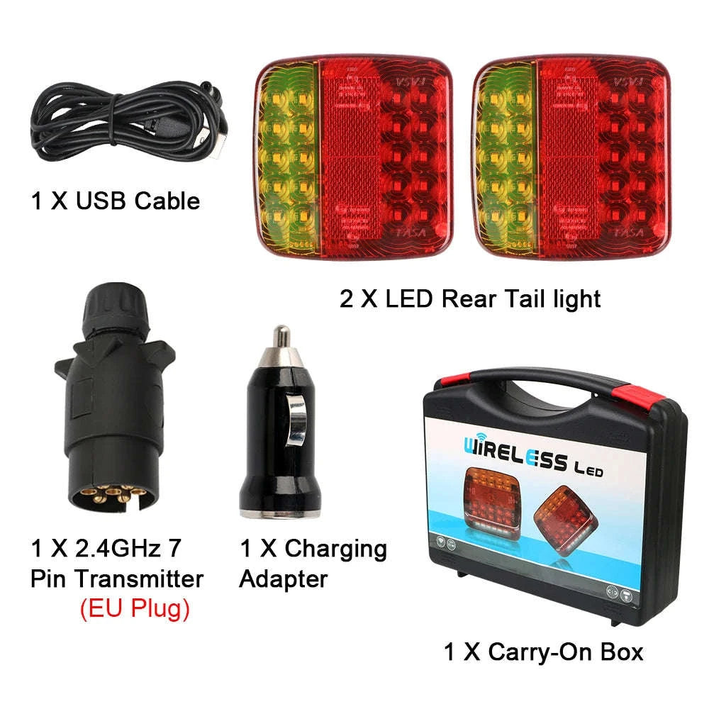 Magnetic Wireless LED Trailer Rear Tail Light-12-24V
