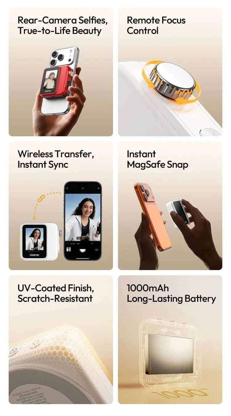 Magnetic Wireless Selfie Screen Monitor for Rear Camera Vlogging-VM02 Red / China Mainland