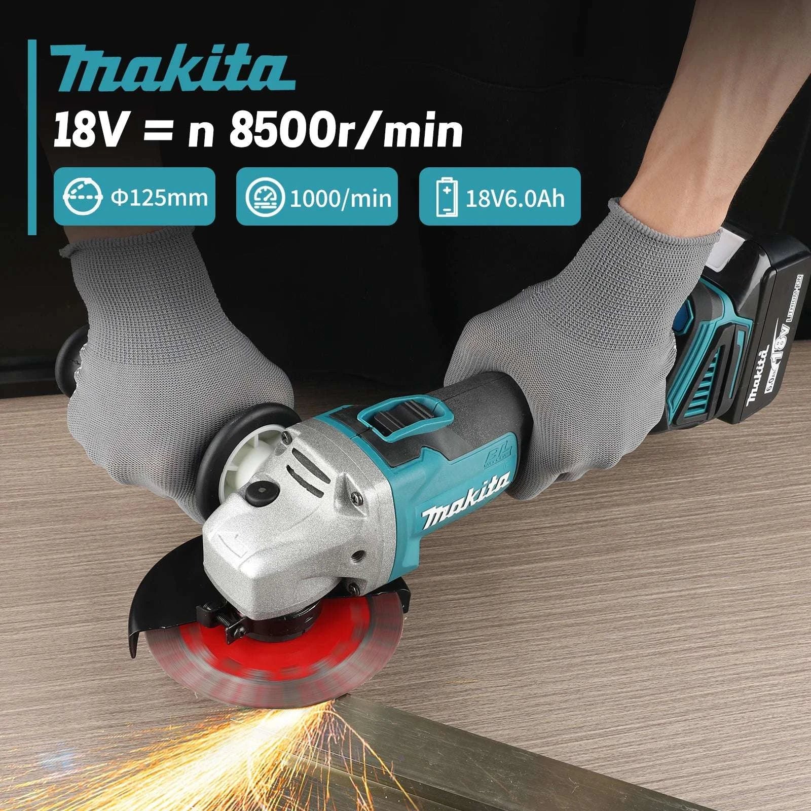 Makita DGA404 18V Brushless Variable Speed 125mm Angle Grinder-No Battery