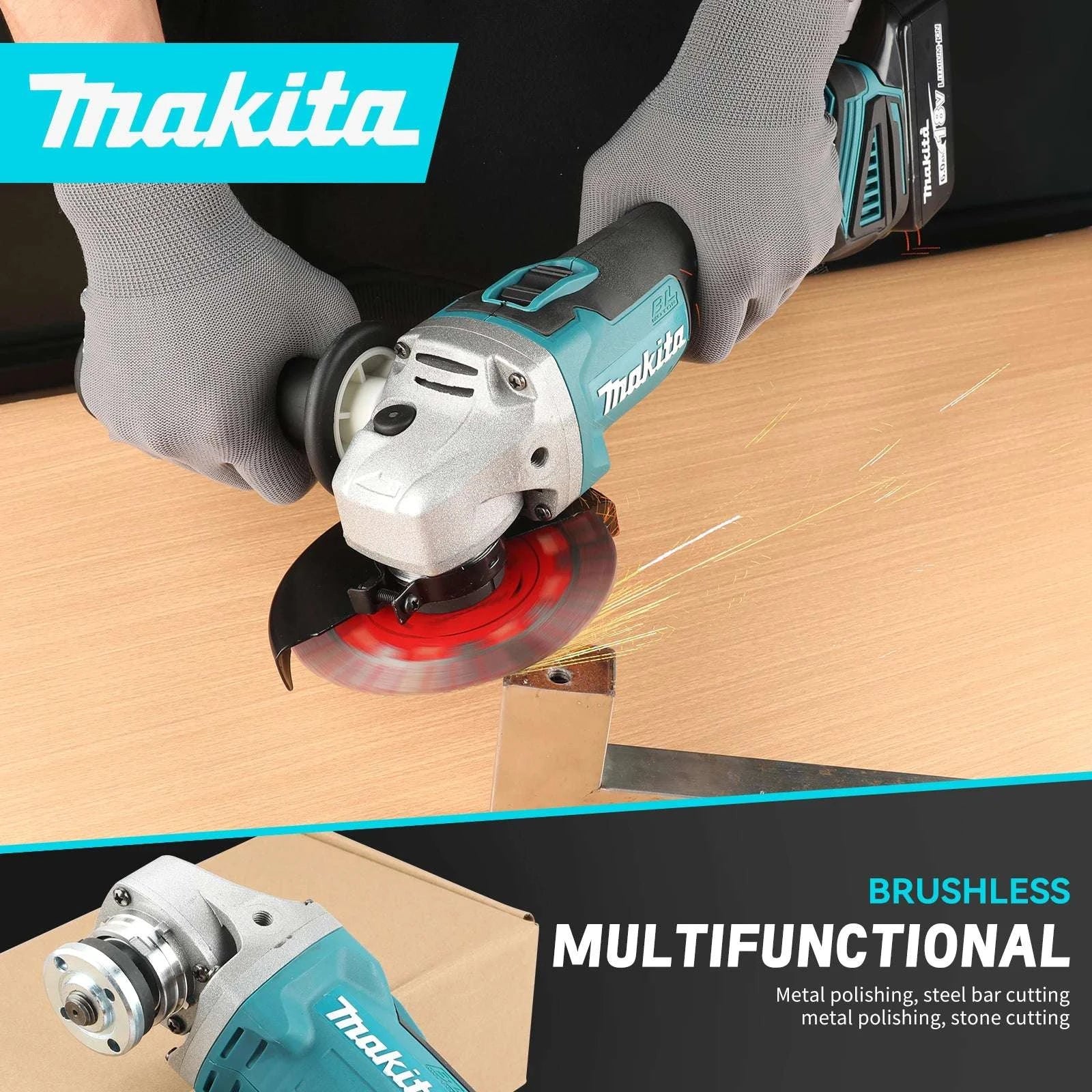 Makita DGA404 18V Brushless Variable Speed 125mm Angle Grinder-No Battery