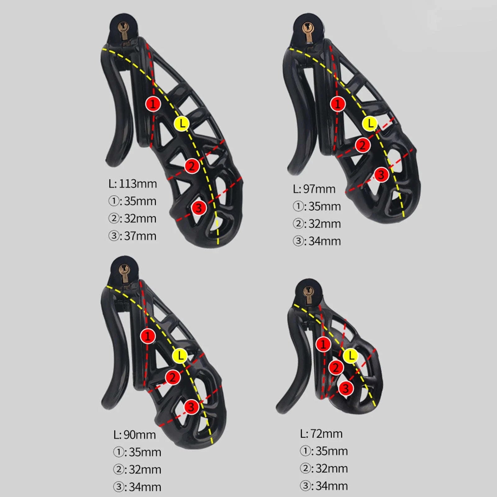 Male Chastity Cock Cage Waist Belt Set-S 90mm