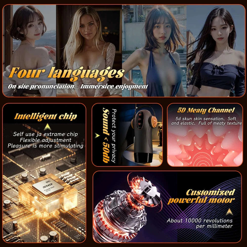 Male Heating Masturbator Cup with Vibration and Suction-Black / United States