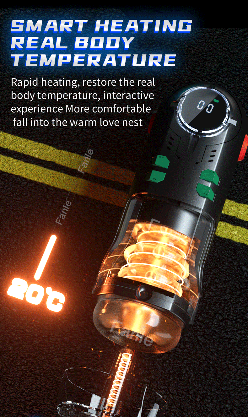 Male Masturbation Cup Telescopic Heated Sucking Masturbator-black