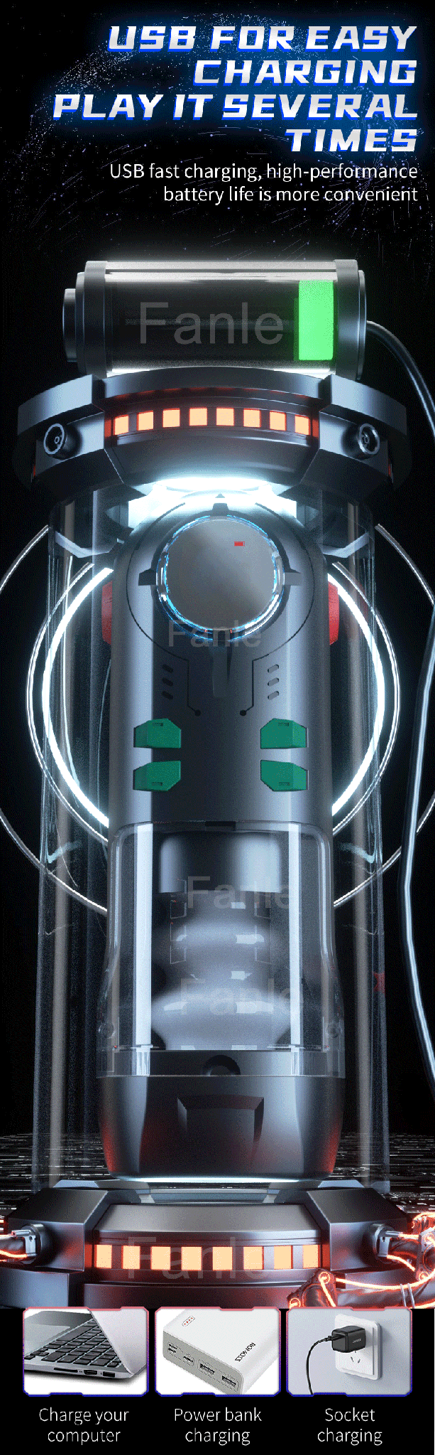 Male Masturbation Cup Telescopic Heated Sucking Masturbator-black