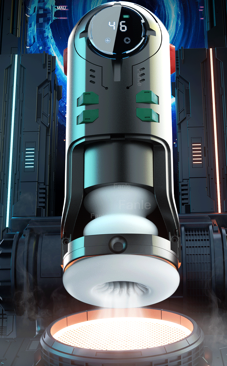 Male Masturbation Cup Telescopic Heated Sucking Masturbator-black