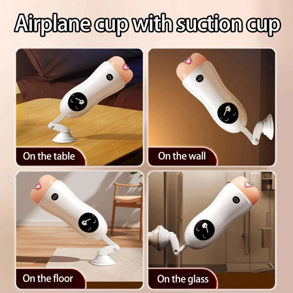 Male Masturbator Training Cup with Suction Base-Vibrate and Suck