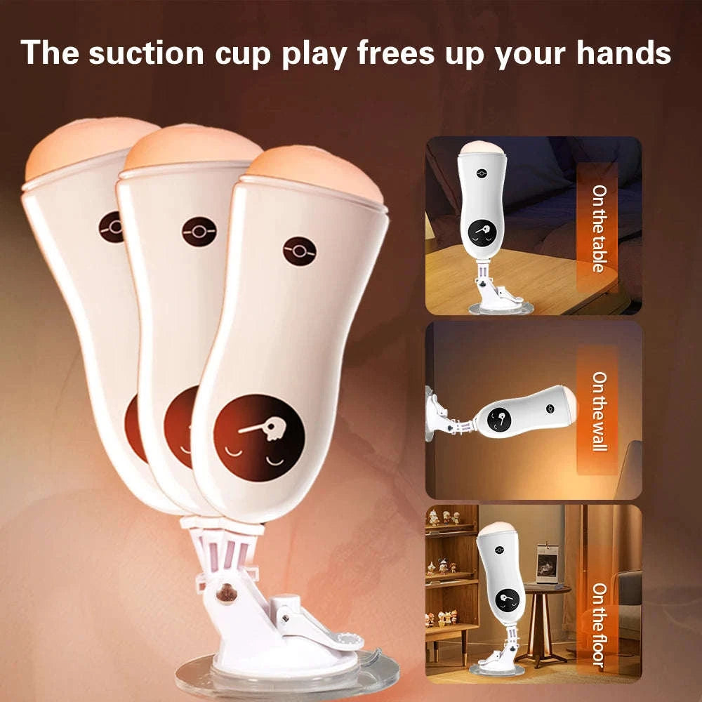 Male Masturbator Training Cup with Suction Base-Vibrate and Suck