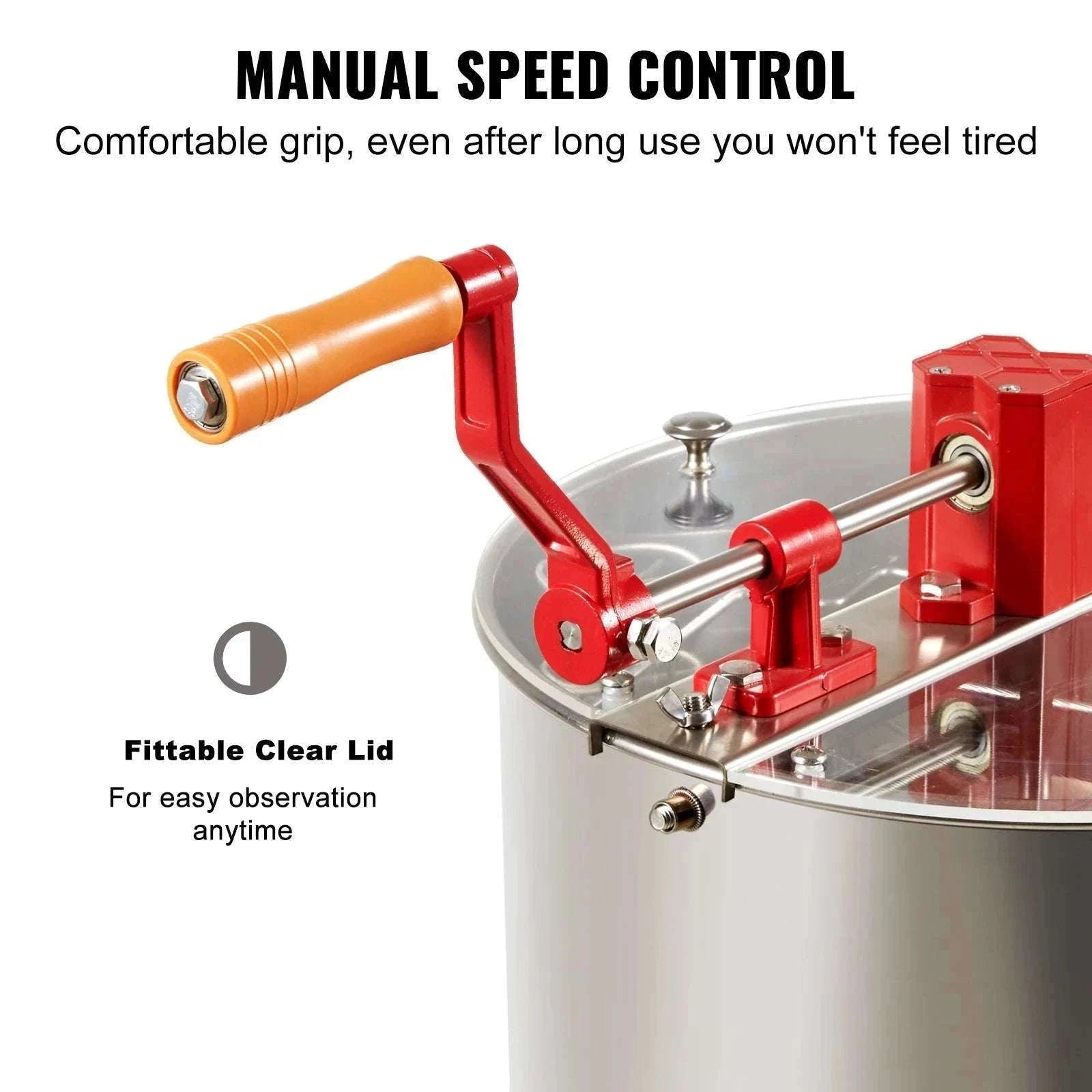 Manual 3-Frame Honey Extractor Stainless Steel Beekeeping Spinner-15in / United States