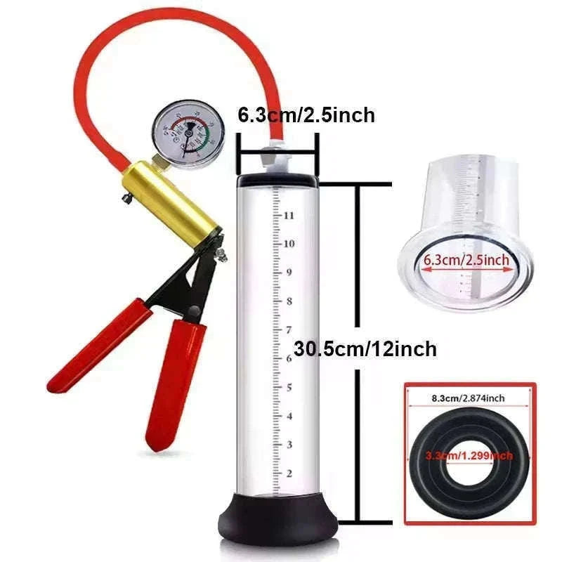 Manual Acrylic Penis Pump with Vacuum Control and Gauge-A5(4.4-30.5cm) kit