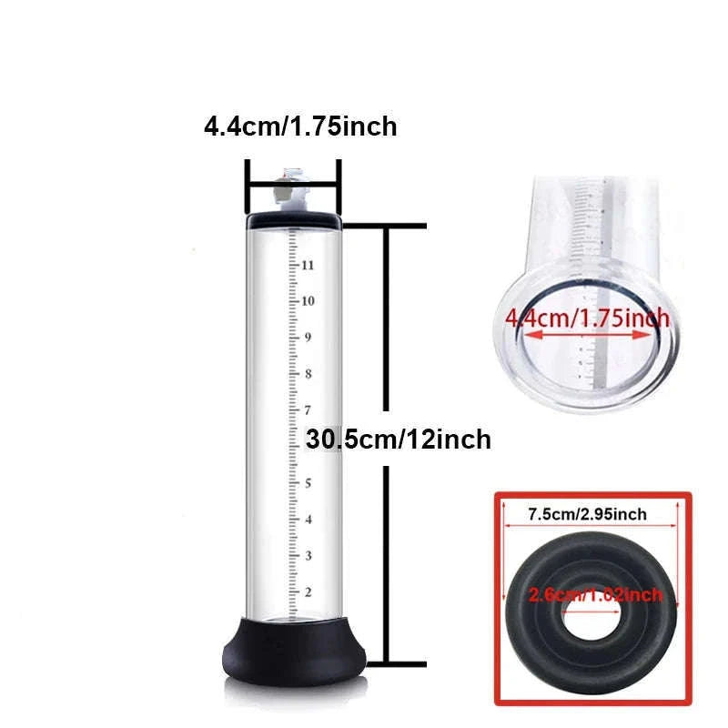 Manual Acrylic Penis Pump with Vacuum Control and Gauge-A5(4.4-30.5cm) kit