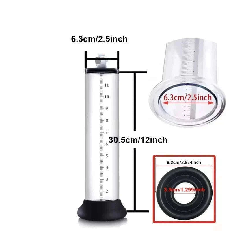 Manual Acrylic Penis Pump with Vacuum Control and Gauge-A5(4.4-30.5cm) kit