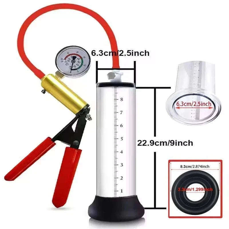 Manual Acrylic Penis Pump with Vacuum Control and Gauge-A5(4.4-30.5cm) kit