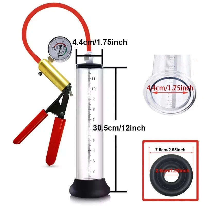 Manual Acrylic Penis Pump with Vacuum Control and Gauge-A5(4.4-30.5cm) kit