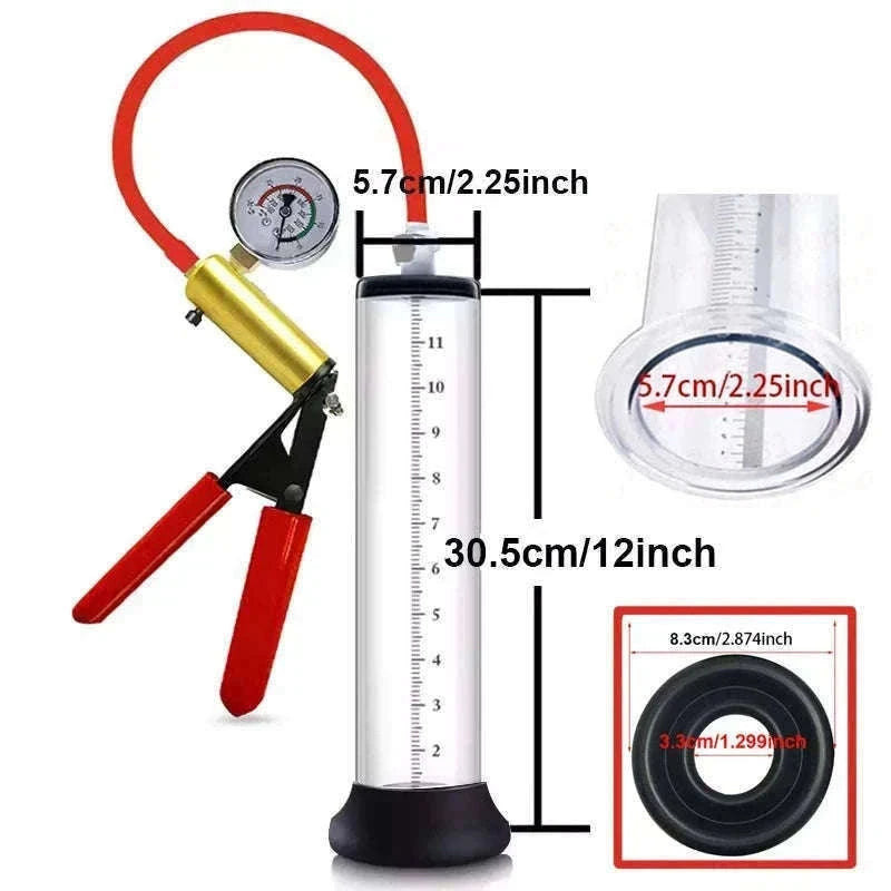 Manual Acrylic Penis Pump with Vacuum Control and Gauge-A5(4.4-30.5cm) kit
