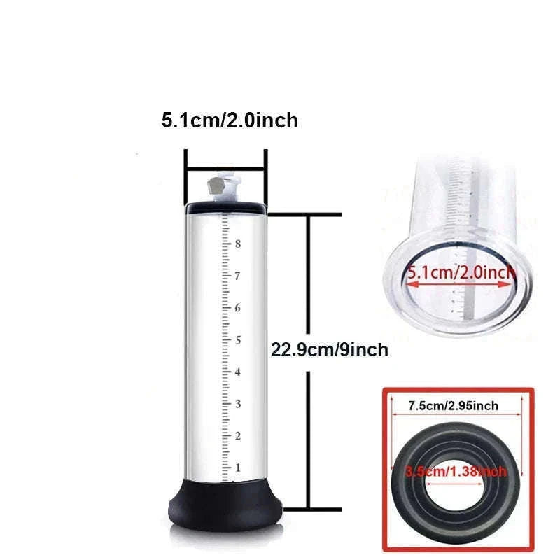 Manual Acrylic Penis Pump with Vacuum Control and Gauge-A5(4.4-30.5cm) kit