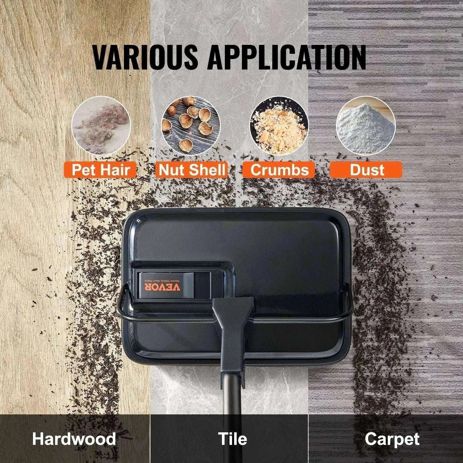 Manual Carpet Sweeper with Rotating Brush for Rugs & Hard Floors-Black / CZECH REPUBLIC