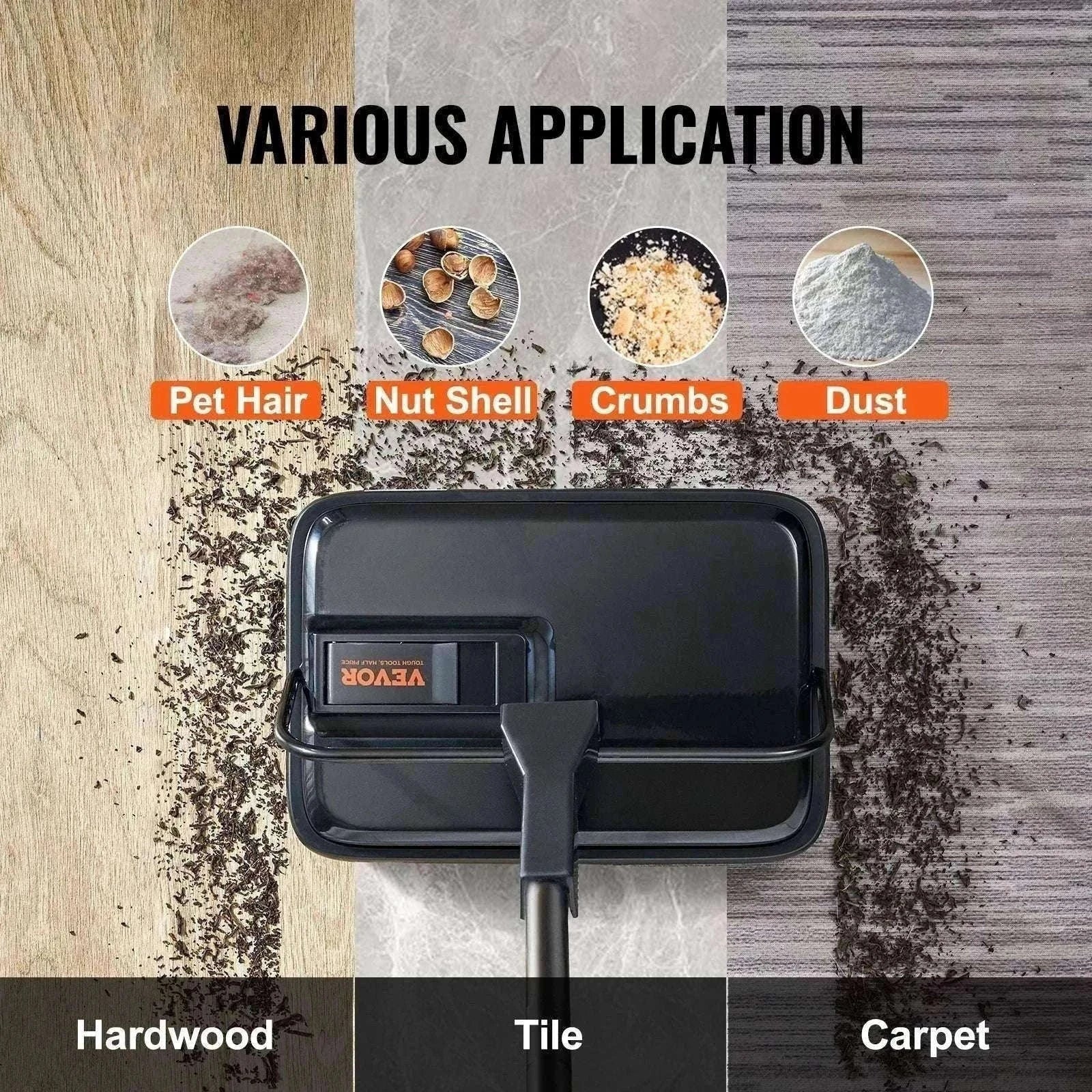 Manual Carpet Sweeper with Rotating Brush for Rugs & Hard Floors-Black / CZECH REPUBLIC