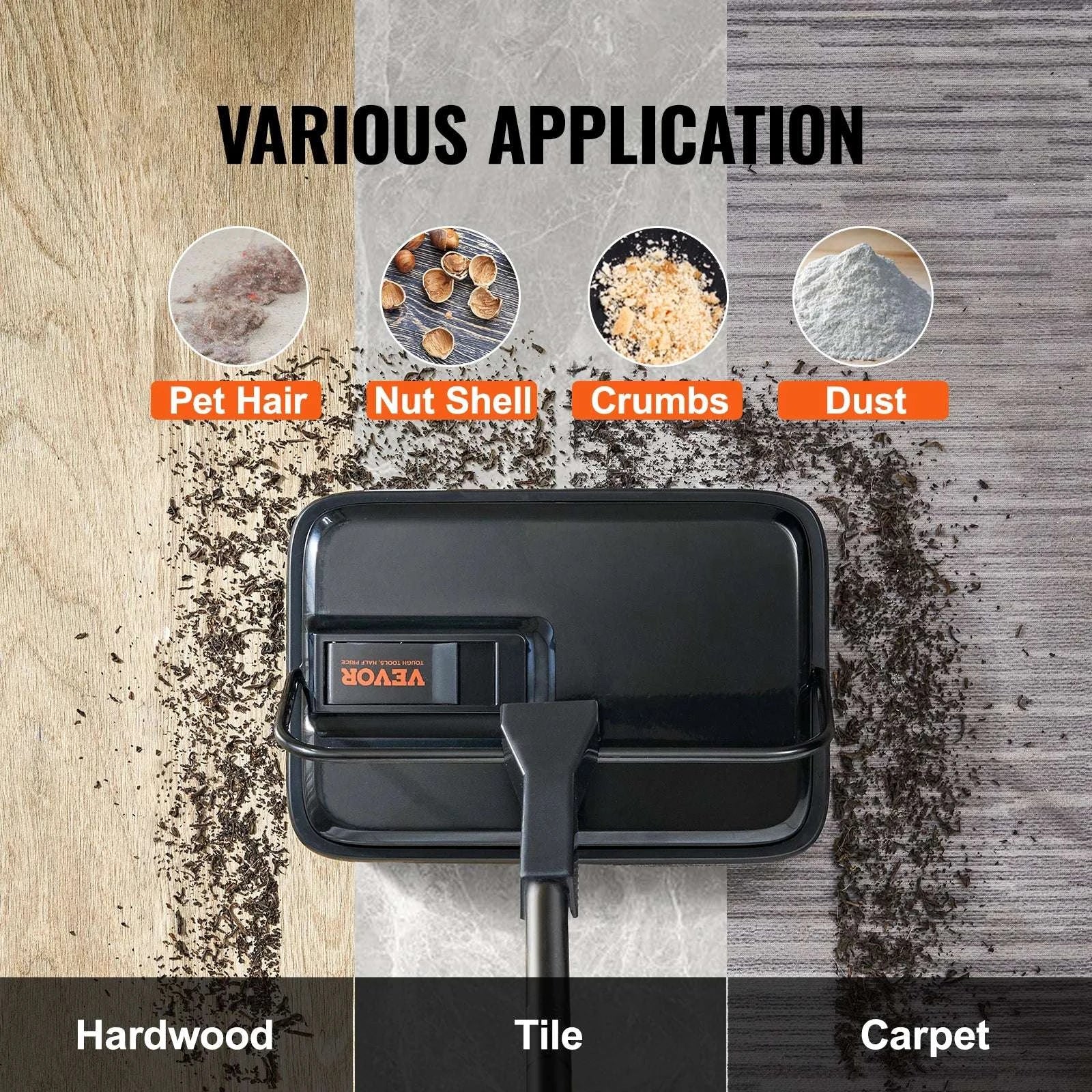 Manual Carpet Sweeper with Rotating Brush for Rugs & Hard Floors-Black / CZECH REPUBLIC