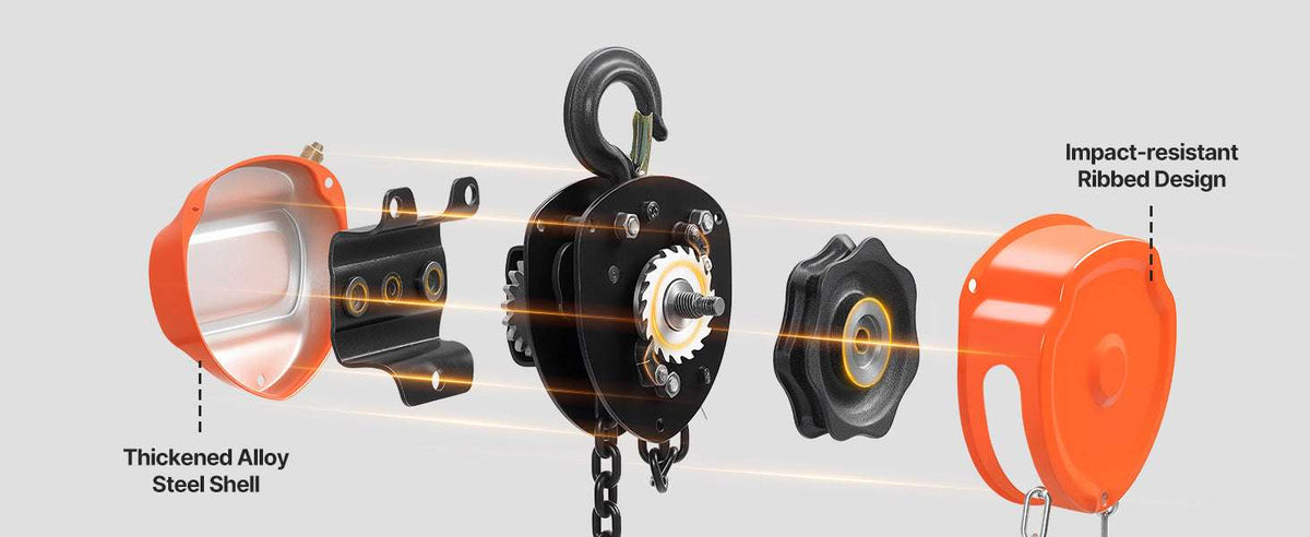 Manual Chain Hoist 1100–6600 lbs with G80 Chain, 10ft/20ft Lift-2T 20FT / United States