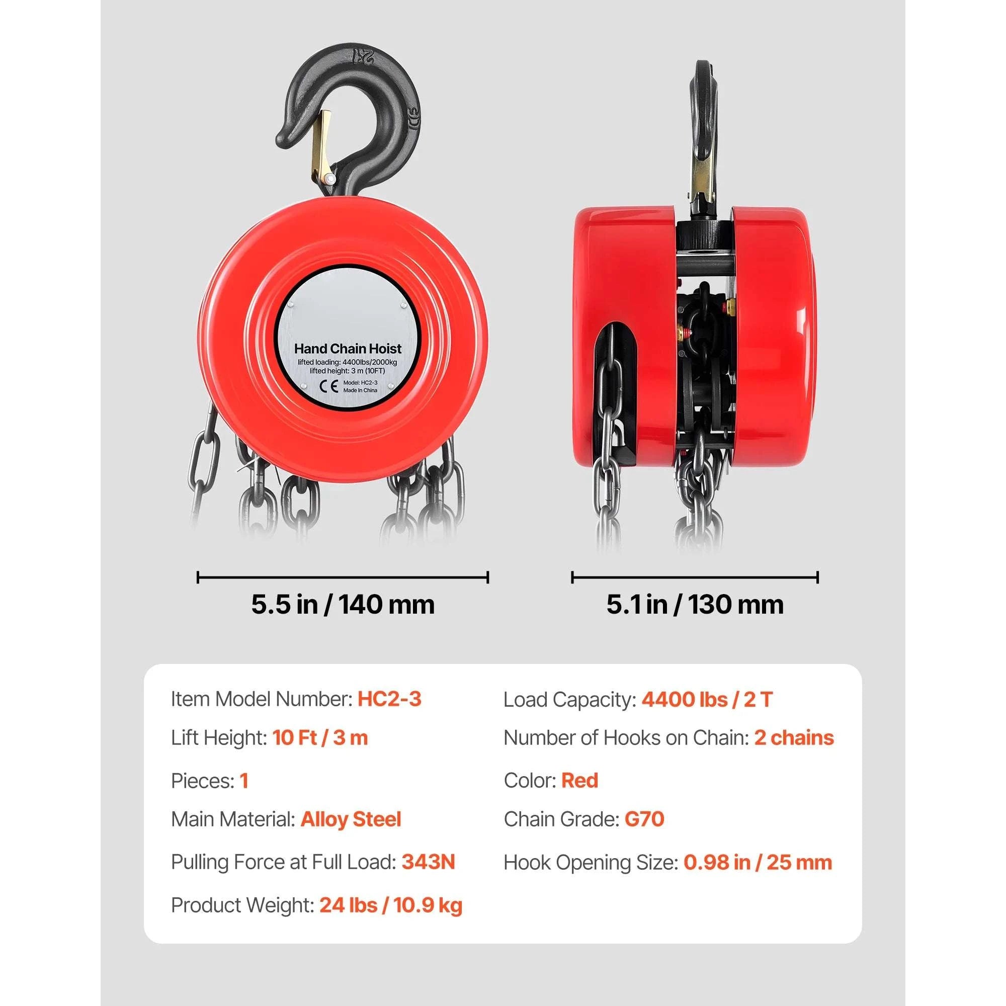 Manual Chain Hoist 1T/2T with 8–20 ft Lift for Garage & Warehouse-1T 8FT / Poland